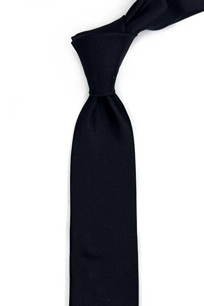 Kravatkolik 6.6 cm Black Plain Piece Patterned Silk Tie Ik2314