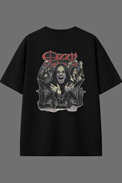 VSRN Ozzy Metal Design Back Printed Black Oversize t Shirt