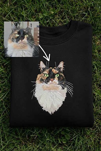 estevia Kişiye Özel Evcil Hayvan Nakışlı Sweatshirt Unisex