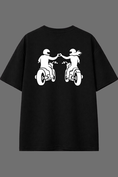 VSRN Motorcycle Lover 1 Design Back Printed Black Oversize t Shirt