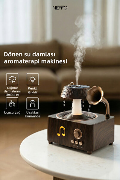 NEFFO Retro Gramofon Yağmur Hava Nemlendirici Aroma Difüzör