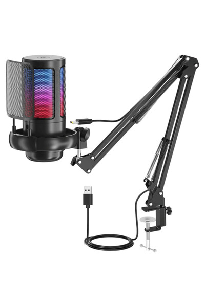 AL3B ميكروفون العاب USB قيمنق مكثف مع كتم صوت سريع، ذراع بوم، فلتر بوب، مؤشر ...