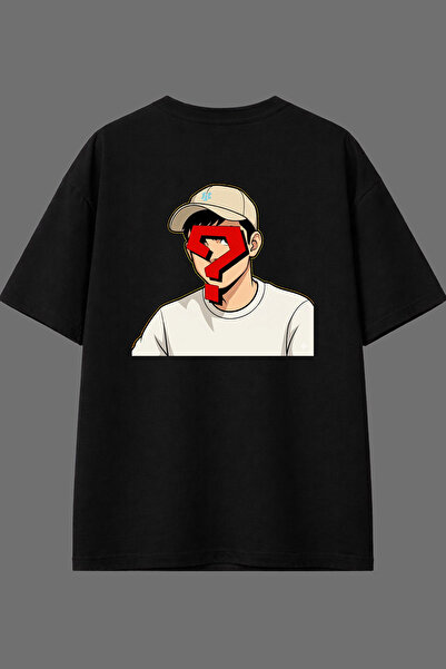 VSRN Soru Anime Design Back Printed Black Oversize t Shirt