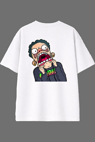VSRN Cowardly Man Design Back Printed White Oversize t Shirt