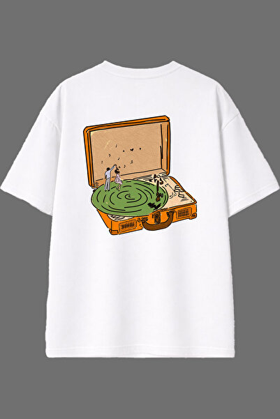 VSRN تي شيرت أبيض كبير الحجم بتصميم رقصة الراقصات وطباعة خلفية