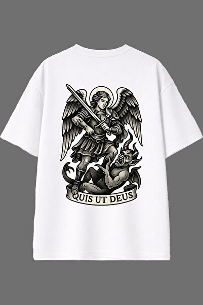 VSRN Knight Deus Design White Oversize T-Shirt with Back Print