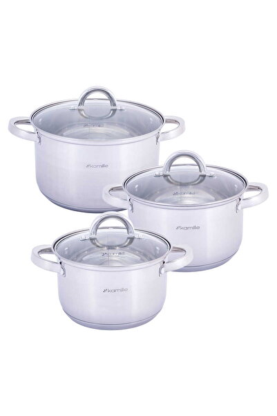Kamille Set of 3 Pots with Lid