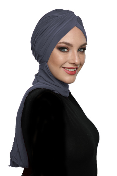 elysianfidan Križ W Sa šalom Tamno sivi gotov turban hidžab šešir pogodan za ...