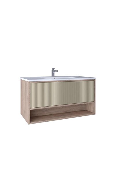 kobos Elegant 100 Cm Lavabo Dolabı Light Walnut + Luna KB710091