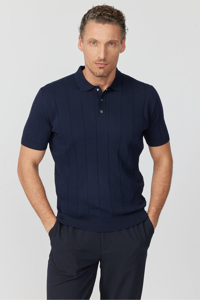 PAULMARK Ανδρικό πλεκτό μπλουζάκι με λαιμόκοψη πόλο