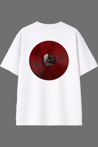 VSRN Plak Red Design White Oversize T-Shirt with Back Print