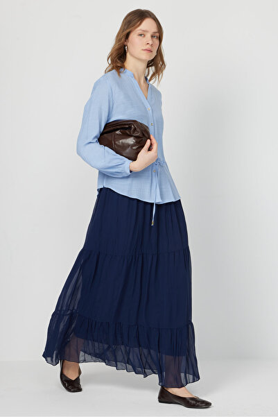 PAULMARK Women's Judge Collar Tie-Waist Blouse