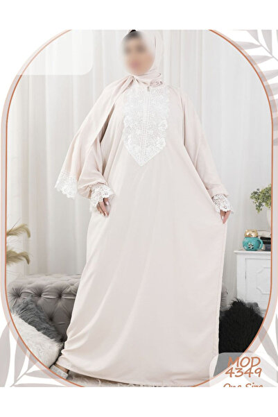Gerenic A beige embroidered prayer dress or robe, available in one size.