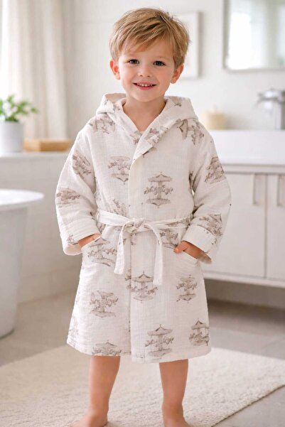 kidsense 100% Cotton Muslin Fabric Children's Bathrobe