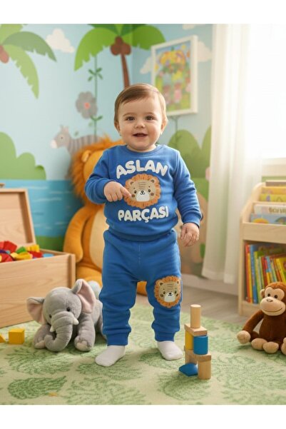 ASLAN PARÇASI BASKILI 2Lİ ERKEK BEBEK TAKIM