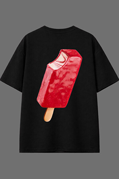 VSRN Crna oversize majica sa dizajnom "Bitten Ice Cream" i štampanim leđima