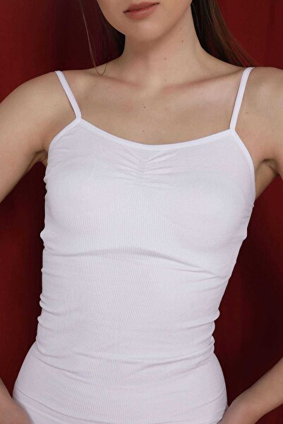 Mestore Elite Life Women's Seamless Thin Strap White Undershirt 848