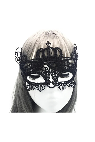 magicool Black Color Lace Cut Lace Embroidered Prom Party Mask No 9