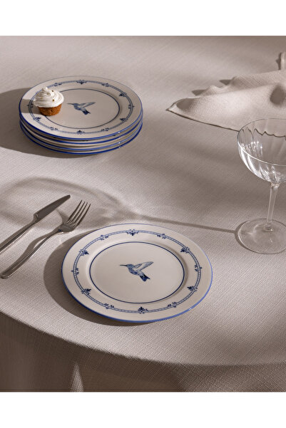 Madame Coco Oiseau 6-Piece Cake Plate Set - Blue/White - 19 cm