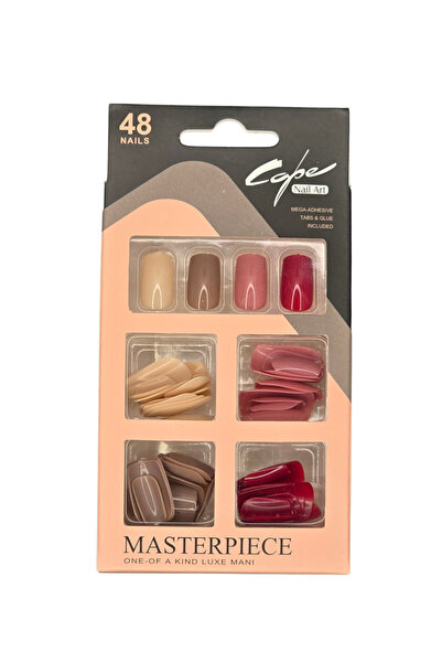 masterbest Takma Tırnak Bordo Tonlar Kare Form 48 Ad.