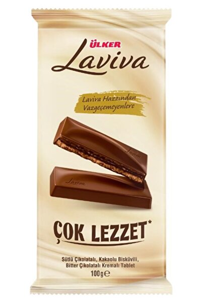 Ülker LAVİVA Tablet Çikolata - Sütlü ve Bitter Çikolatalı, Bisküvili, Kremalı...