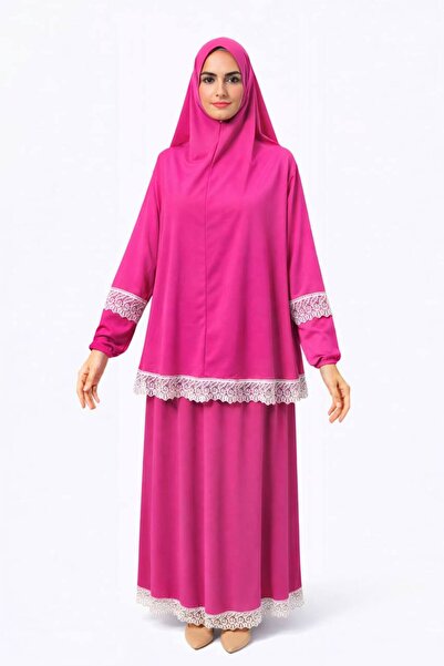 ALDAİR Çift Parça Kadın Tesettür Işlemeli Namaz Elbisesi Terletmeyen