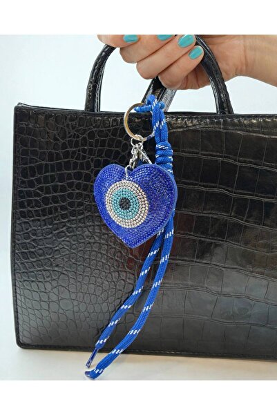 MD Moda Accessories Drawstring Bag & Keychain Charm with Stone Heart and Evil...