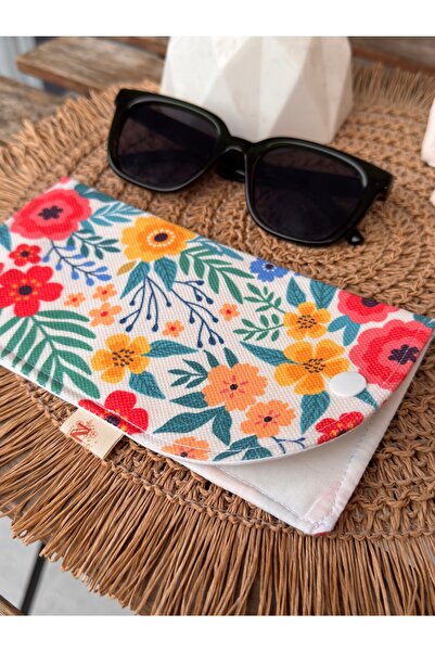 Classbag El Yapımı Özel Desenli Baskı Kumaş, Çıtçıtlı Gözlük Kılıfı