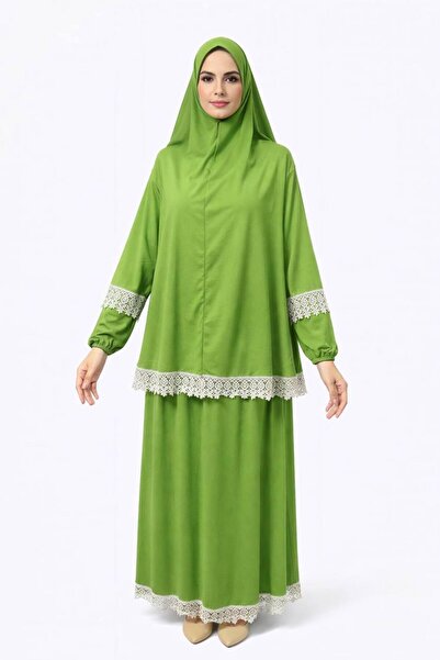 ALDAİR Çift Parça Kadın Tesettür Işlemeli Namaz Elbisesi Terletmeyen