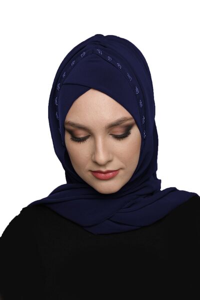 elysianfidan Şal Takmatik Stoned Bleumarin, turban instantanee, hijab, bonetă...