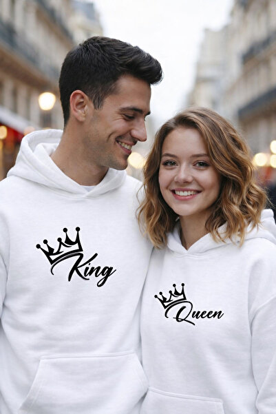 LORVEX February 14 Valentine's Day King - Queen Printed Sweatshirt Couple Com...