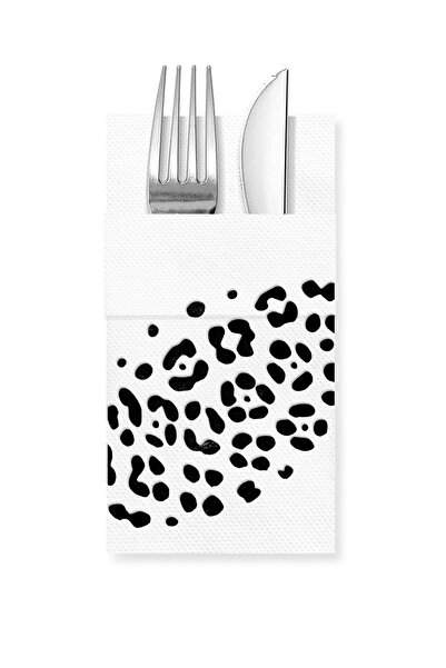 Story 40X40 cm Black Foil Leopard Safari Party Patterned White Paper Napkins ...