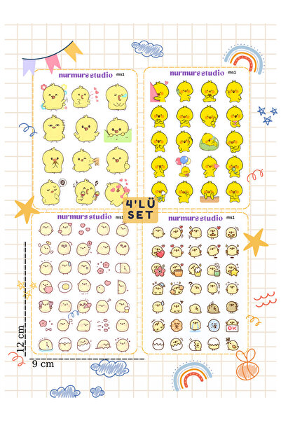 Nurmurs 4'lü Civcivli Tatlı Etiket Sticker Seti