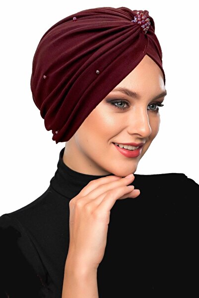 elysianfidan Crystal Tulle Lined Burgundy Ready-made Hijab Hijab Evening Dres...
