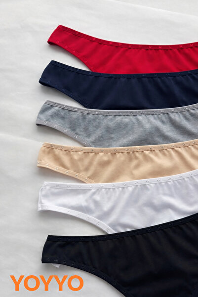 YOYYO 6-Piece Mixed Color Women's Cotton Slip Panties Set - Comfortable Cut D...