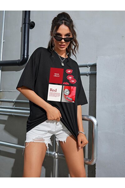 Hira Clothing Εξαιρετικά απαλό μπλουζάκι από ύφασμα Modal με γραφικό σχέδιο