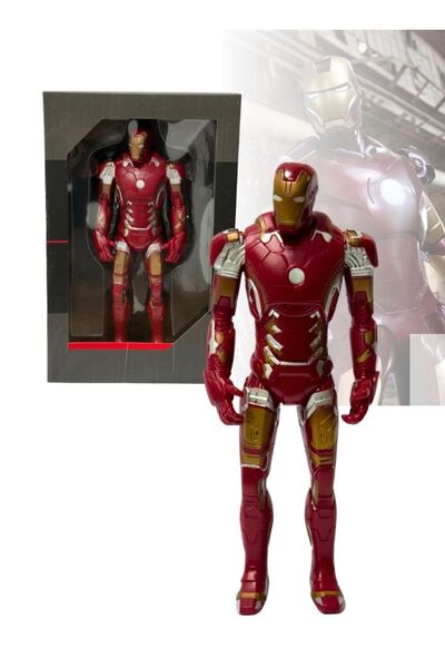 Premium مجسم شخصية الرجل الحديدي مع بدلة درع حمراء وذهبية، قطعة تذكارية مفصلة...