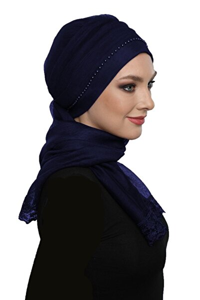 elysianfidan Rochie de seară Hijab din tul perlat din tul acoperit cu dantelă...