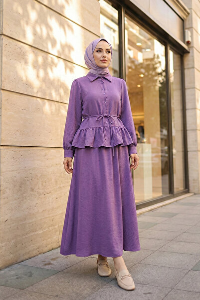 MODAQU Drawstring Blouse Skirt Set - Purple