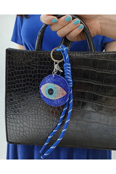 MD Moda Accessories Drawstring Bag & Keychain Charm with Stone Evil Eye Bead ...