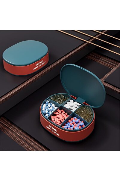 AyrStore Luno Kapaklı 6 Bölmeli Taşınabilir İlaç Kutusu