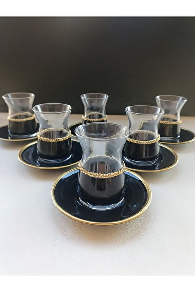 FTH DİZAYN Gold Li̇ne Tea Set for 6 People Tr De Single Butterfly Collection ...