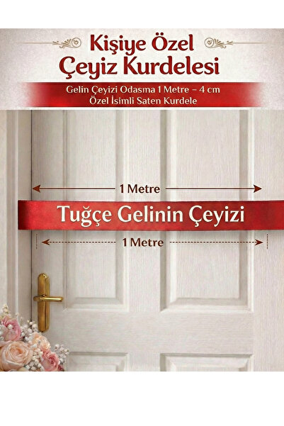 Azresa Kişiye Özel Çeyiz Kurdelesi – Gelin Çeyizi Odası Süsü – İsimli Kırmızı...