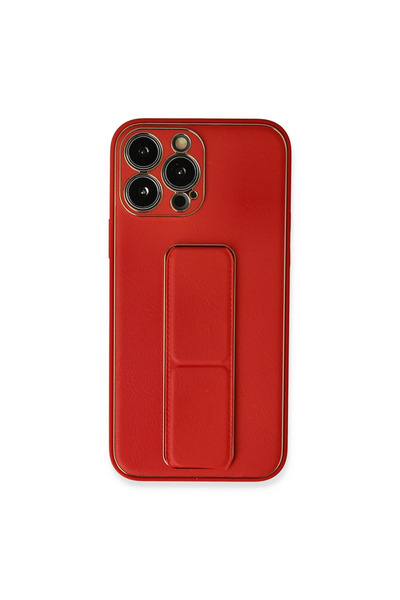 eco port Iphone 13 pro max case coco leather stand cover - red