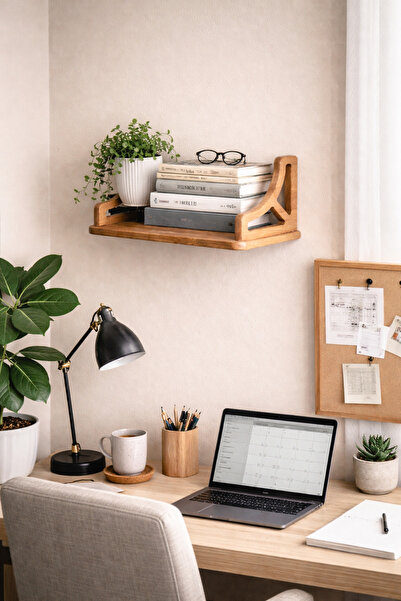 DİNGODAWOODENWORK Kayın Ahşap Duvar Rafı