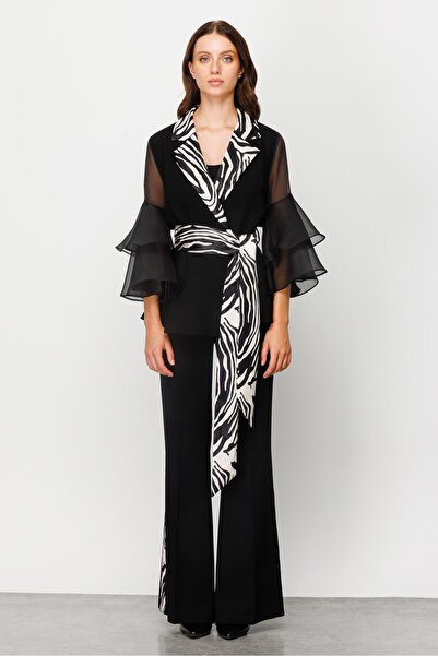 Moda İlgi Modailgi Yanı Şeritli İspanyol Paça Pantolon - 1510 Siyah