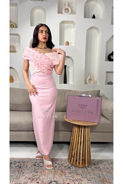 Warazan Evening dress with elegant rose embellishments
