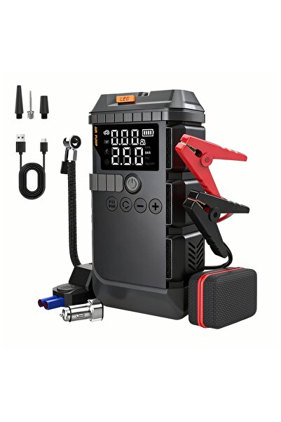 Sezy 12000 mAh Çantalı Akü Takviye Cihazı 4in1 Mod Powerbank,El Feneri,Lastik...