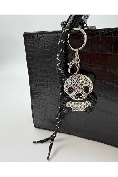 MD Moda Accessories حقيبة برباط وسلسلة مفاتيح بتصميم باندا مرصعة بالأحجار