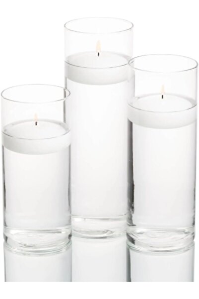 Mado Gallery Clear Cylinder Glass Vase 3 set package (5x20cm, 5x25cm, 5x30cm)...
